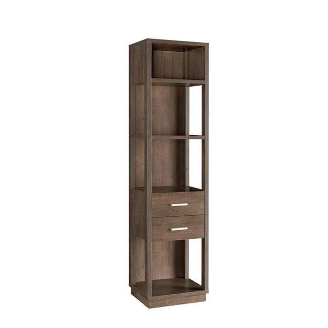 Benjara BM204138 Transitional Wooden Pier with 4 Open Shelves & 2 Drawers - Brown