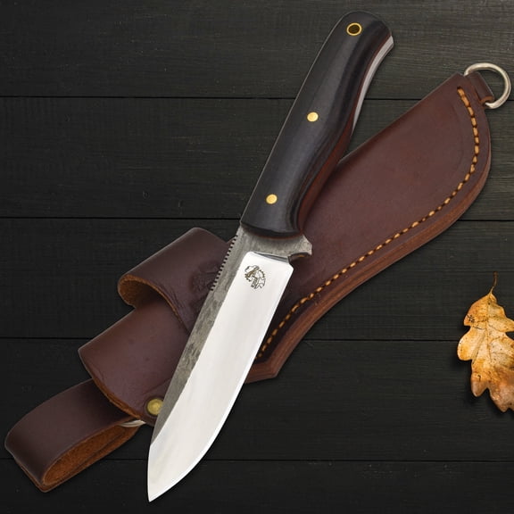 Knives Ranch Model 3091 440C Steel Bushcraft Knife with Burlap Micarta Handle – Tough Fixed Blade Outdoor Knife for Camping, Survival, Utility & EDC Use