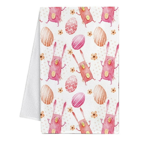 

Ximi Dish Cleaning Cloth Highly Absorbent Wear Resistant Super Soft Exquisite Pattern Machine Washable Microfiber Easter Egg Bunny Printing Dish Rag Kitchen Towel Home Supplies