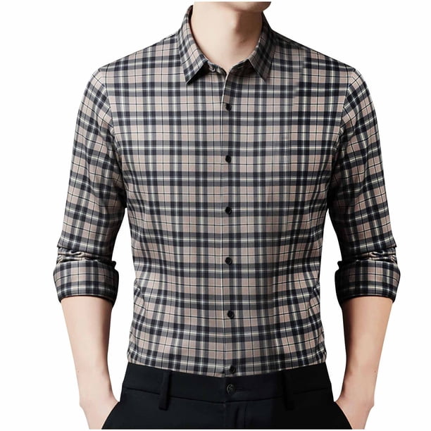Blusa y camisa de manga larga con cuello vuelto para hombre, camisa de manga larga con cuello vuelto de terciopelo y botones para hombre, abrigo de poliéster.