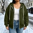 thumbnail image 2 of Axdhxbd Full Zip Hoodie for Women Plus Size Winter Long Sleeve Drawstring Hoodies Sweatshirts Loose Casual Solid Color Sweatshirt Jacket with Pockets Army Green L-5XL, 2 of 8