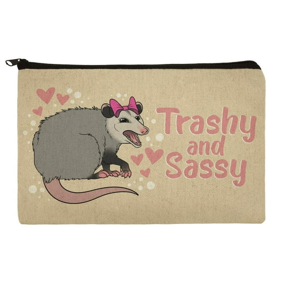 Trashy and Sassy Opossum Funny Makeup Cosmetic Bag Organizer Pouch