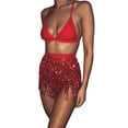 thumbnail image 2 of Musuos Women Sexy Belly Skirt, Sequined Fringe Miniskirt with Adjustable Waist Straps, Mini Skirt for Dance Performance, Rave Party, 2 of 10