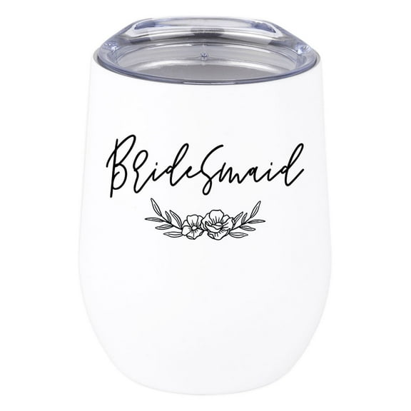 Koyal Wholesale Bridesmaid Wine Tumbler with Lid 12 Oz Stemless Stainless Steel Insulated
