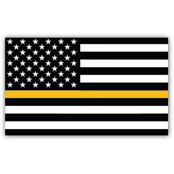 Thin Gold Line American Flag Decal 3" x 5" - in Support of All Emergency Services Dispatchers