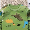 thumbnail image 5 of HCNTES Soft Toddler Boy Loungewear Dinosaur Embroidery Long Sleeve Tee and Pants 2-Piece Set for Cozy Nights, 5 of 6