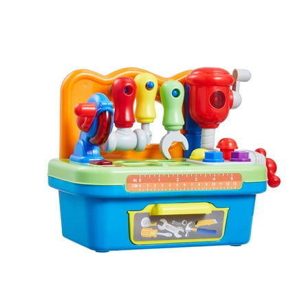 KFFKFF Interactive Workshop Toy, Illumination & Melodies, Educational Bench Toy for Toddlers Aged 2 Years and Above, Child's Imitation Tool Kit, Baby's Geometric Sorting Tasks