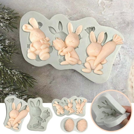 

Beechoice 3D Easter Bunny Chocolate Silicone Mold Non-stick Free Silicone Barking Mold for Baking Rabbit Shape French Dessert Fondant Mousse Cake Animal Mold