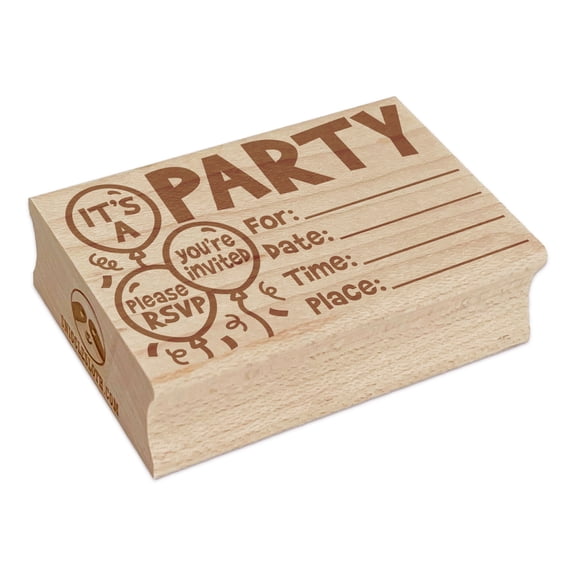 It's a Party Invitation Rectangle Rubber Stamp Stamping Scrapbooking Crafting - Small 1.7in