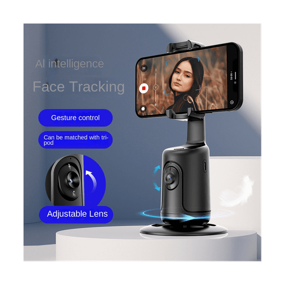 Adjustable P01 Can Ai Face Recognition 360° Cell Phone PTZ Live Selfie God Panoramic Follow the Camera Anti-Shake,White