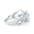thumbnail image 2 of Two Piece Art Deco Emerald Wedding Engagement Bridal Ring CZ 925 Sterling Silver, 2 of 7