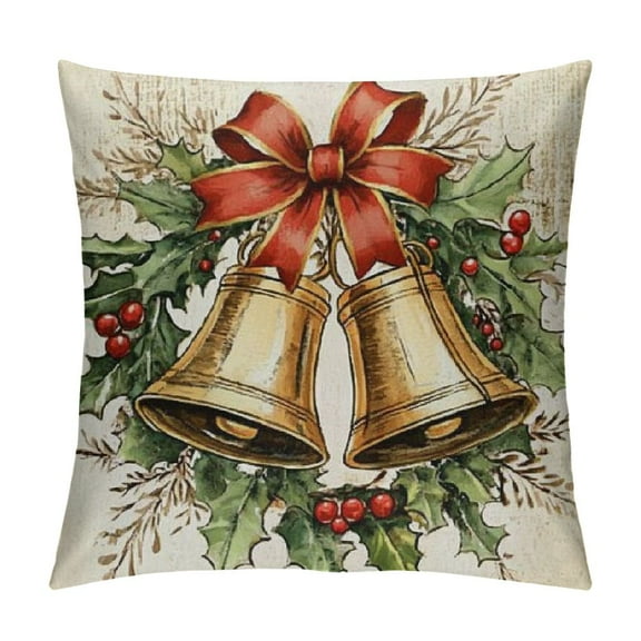 Creowell  Christmas Pillow Covers Santa Claus Reindeer Decorative Vintage Throw Pillow Covers Winter Retro Farmhouse Decoration for Home Couch 12x12in