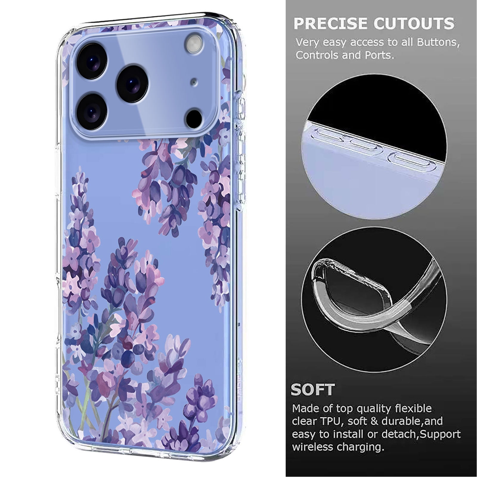 【Sachi23】IPhone17pro max フラワーキーチェーン付き Compatible with iPhone 17 Pro Max Case Clear with Flower Design