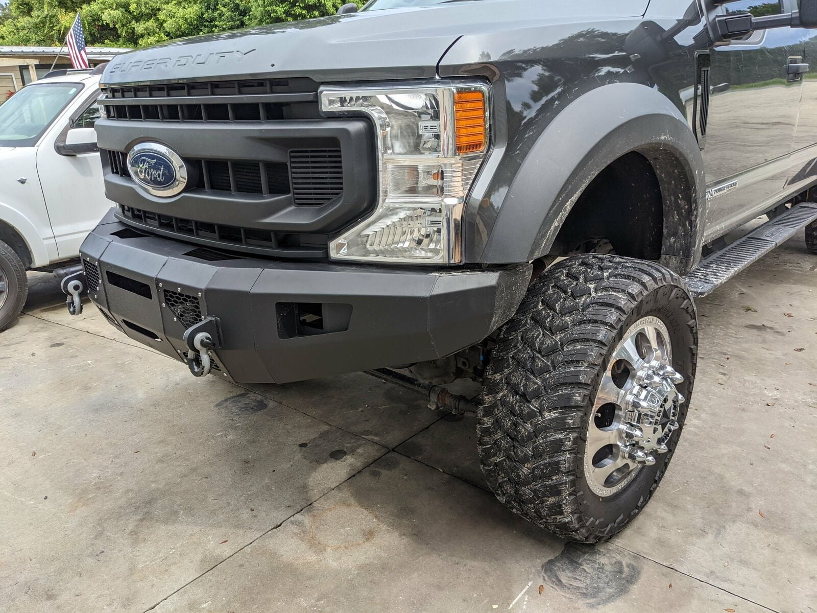 KOJEM Front Bumper for 2017-2019 Ford F250 F350 F450 Super Duty w/LED Lights 3 PCS