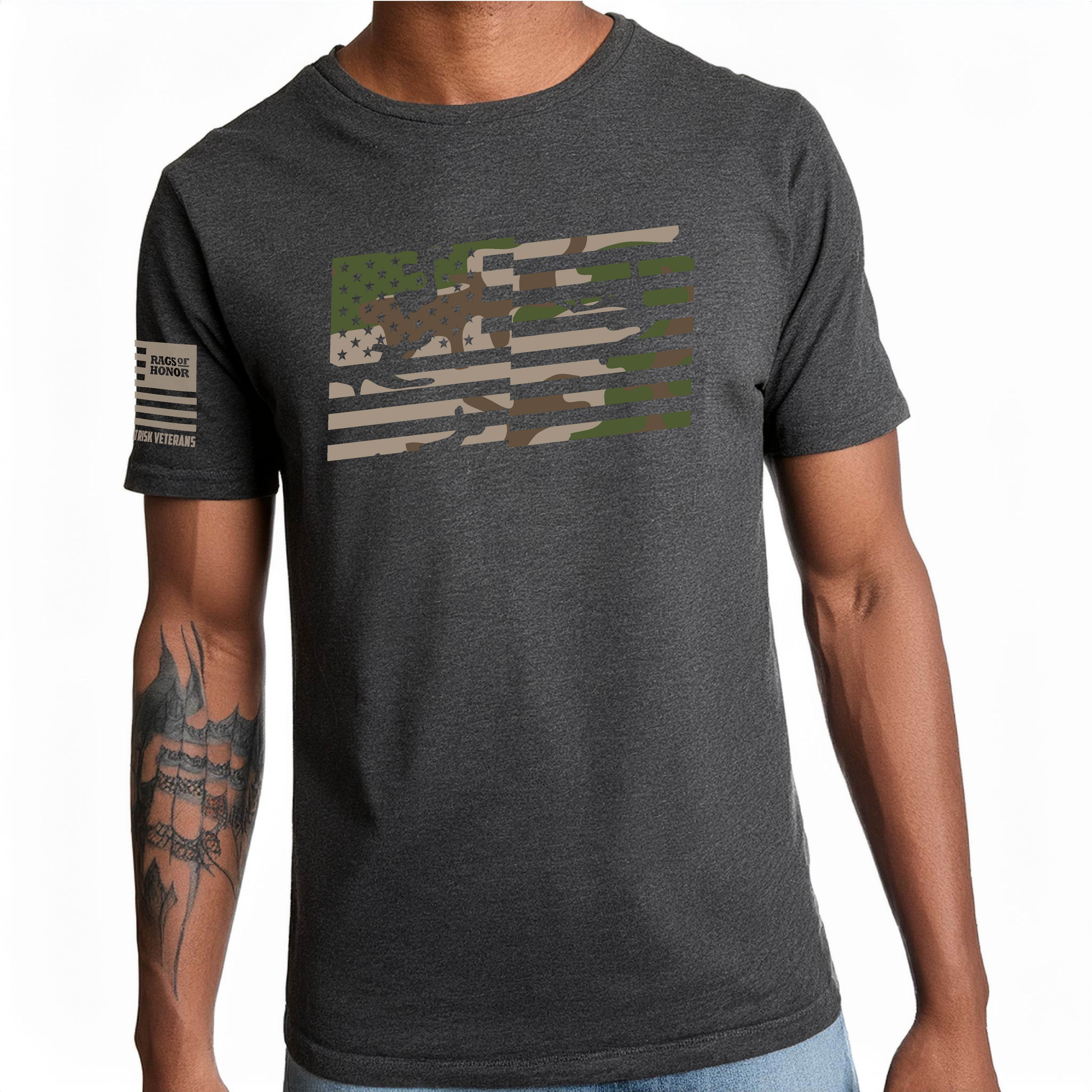 Rags of Honor All Gender Patriotic Camo Wave USA Flag Graphic Tee Shirt, Men's Sizes S-5XL