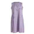 thumbnail image 4 of Robes Décontractées à Carreaux pour Femmes Été Col en V Boutonnée Ample Robe Midi Robes d'Été avec Poches Violet G, 4 of 7