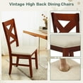 thumbnail image 4 of Set of 2 Rustic Farmhouse Dining Chairs, Solid Wood Frame with Upholstered Seat, Walnut – Chairs Only, 4 of 6