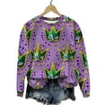 thumbnail image 4 of UTSJKR Women's Mardi Gras Sweatshirt 2026 Carnival Outfit Sweatshirts Mask Graphic Long Sleeve Crew Neck Pullover Tops Multicolor S, 4 of 6