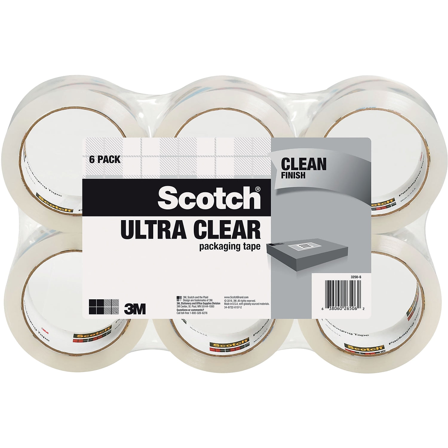 Scotch Ultra Clear Mailing Packaging Tape 1.88' x 54.6 yds. Clear 3250-6