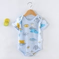 thumbnail image 2 of KPOPLK Baby Boys Bodysuit Pajamas Stripe Printed 0-18 Months Newborn Outfit Short Sleeve One-piece Pjs Clothing 0-12 Months Size 9-12 Months,Blue, 2 of 5