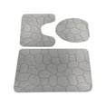 thumbnail image 2 of 3 Piece Rock Memory Foam Bathroom Mat Set Flannel Embossed Rug Mat Toilet Lid Cover 19, 2 of 4
