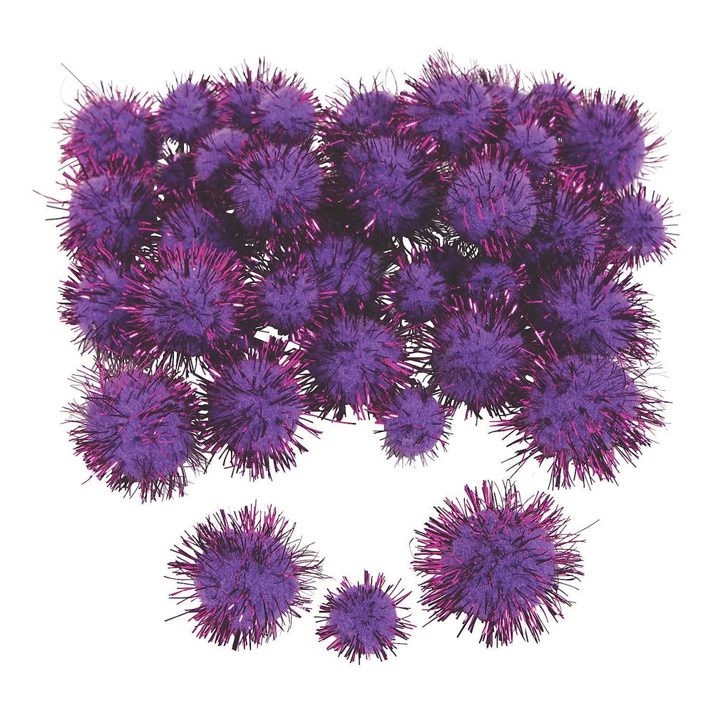 Purple Tinsel Pom Poms (100Pc) Craft Supplies 100 Pieces Walmart