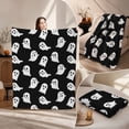 thumbnail image 3 of OCCOA Ghost Print Halloween Flannel Throw Blanket Soft Plush Cozy Cover for Sofa Bed Living Room Indoor Holiday Themed Home Decoration Gift, Black, 3 of 6
