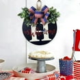 thumbnail image 4 of 4th of July Welcome Sign for Front Door Decoration,11.8 Inches Round Wood Wreaths Hanging Welcome Sign for Independence Day,Patriotic Wreath Hangers with Green Plants and Bow for Memorial Day, 4 of 6