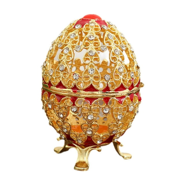 Joyero con forma de huevo, caja de figuras coleccionables, regalo único, almacenamiento de joyas Rojo