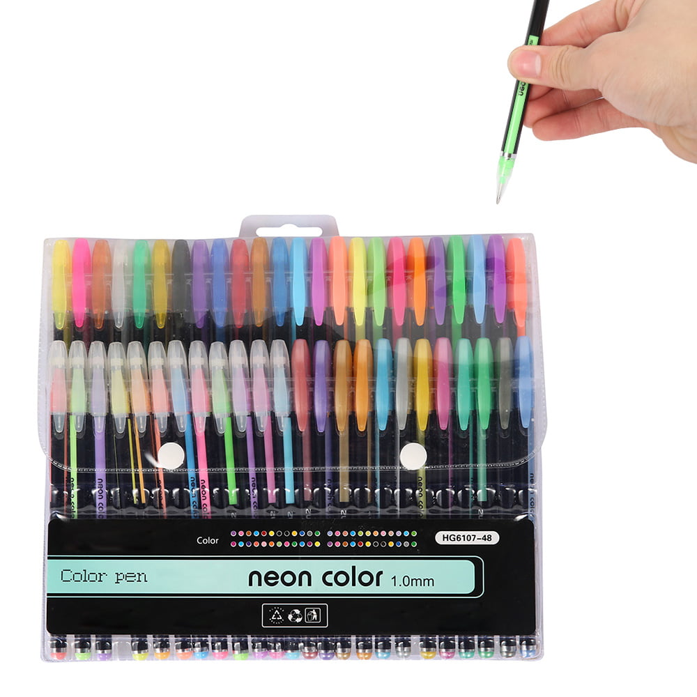 HOTBEST 48 Pcs Gel Pen Set Glitter Colouring, Neon, Metallic and Classic  Shades Art Marker Unique Gel Pen for Painting, Colouring Pens, Lettering 