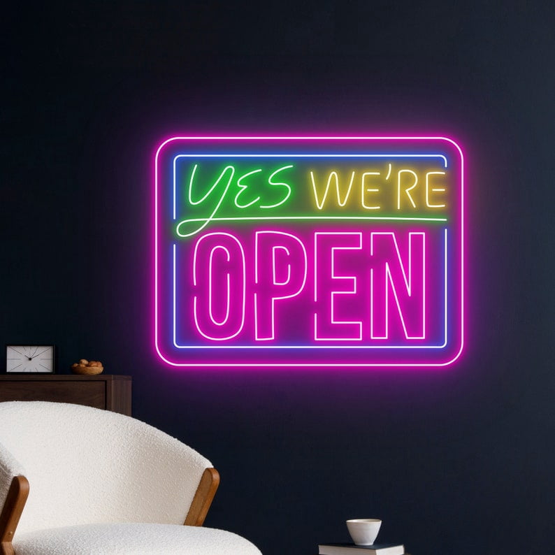 Handmadetneonsign Yes We're Open Led Sign, We Are Open Neon Sign, Open Led Light, Custom Text Decor