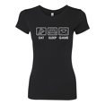 thumbnail image 2 of Eat Sleep Game Video Gamer Gift Fan Pop Culture Womens Slim Fit Junior Tee, Black, Small, 2 of 3