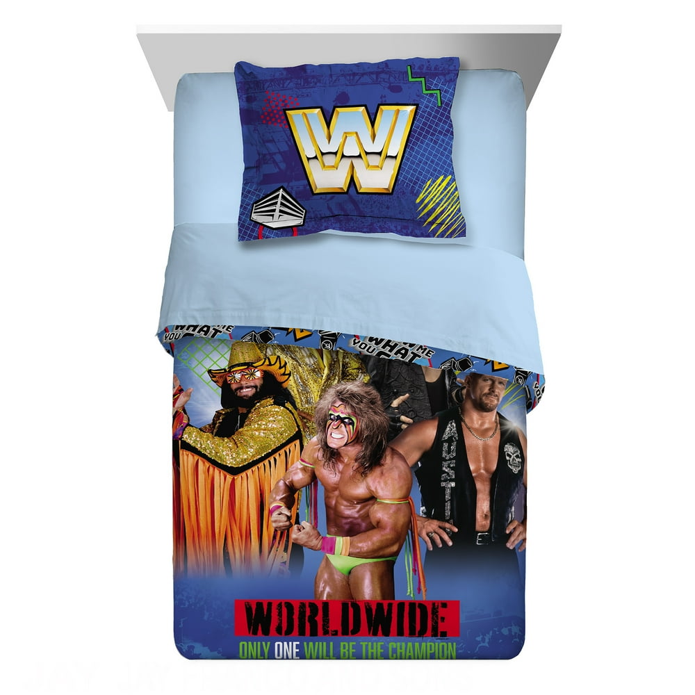 WWE Novelty Microfiber Percale Reversible Comforter Sets, Twin Full
