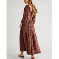 thumbnail image 2 of Women Floral Embroidered Maxi Dress Long Puff Sleeve Square Neck Bohemian Flowy Dress with Pockets Smocked Fall Dress, 2 of 23