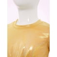 thumbnail image 4 of inlzdz Girls Metallic Shiny Hip Hop Jazz Dance Crop Top Performance Glitter T-Shirt Disco Party Dancewear Gold 150, 4 of 7