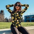 thumbnail image 5 of Xoenoiee Lemon Leaves Print Women Long Sleeve Top Irregular Hem Crewneck Shirt Going Out Tops Y2k Clothes Fall Winter Outfits Plus Size, Size S, 5 of 7