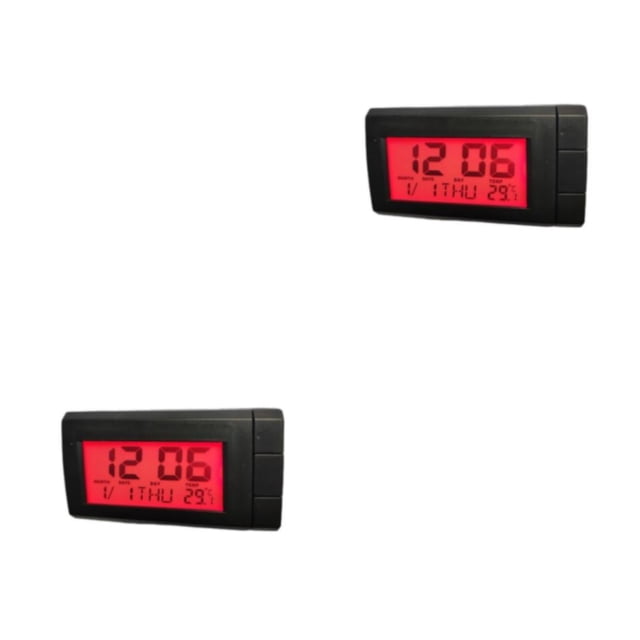 Speravity Reloj Digital ABS para coche, pantalla de fecha, autoadhesivo Rectangular, relojes para vehículos de oficina, alarmas, medidor de Naranja 2piezas