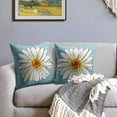 thumbnail image 3 of Spring Daisy Pillow Covers 20x20 Set of 2 Cute Floral Blue Summer Outdoor Decorative Throw Pillows Farmhouse Flower Pillowcases Linen Cushion Case Decor for Home Sofa Couch Bed, 3 of 6