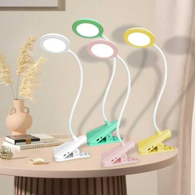 Fiudx Lámpara de Escritorio Led con Clip, Carga Usb de Bajo Consumo, Luz de Lectura Agradable a La Vista, Cuello de Cisne Flexible, Lámpara con Clip Multiusos, Ideal para Estudio En Casa o En La Ofic