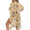 thumbnail image 5 of Xoenoiee Rooster Chicken Sunflower Print Women Bathing Suit Coverup Casual Loose Swimsuit Coverups Open Front Kimono Cardigan Cover Up Half Sleeve Summer Beach Cover up, 5 of 7