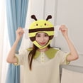 thumbnail image 2 of Visland Expression Short Type Yellow Show Hat Funny 3D Bee Cap Animal Plush Headgear Costume Accessories, 2 of 6