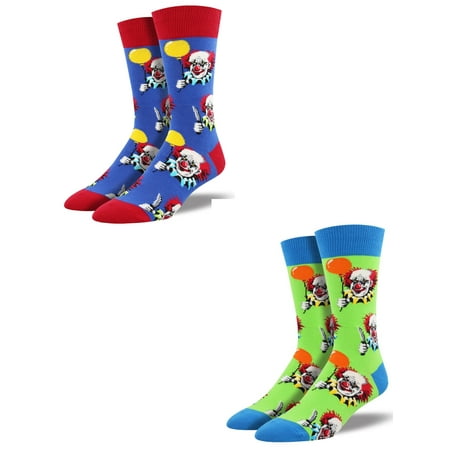 - Bundle 2 Items: Clowns Free Balloons Blue and Green One Size Fits Most Mens Socks