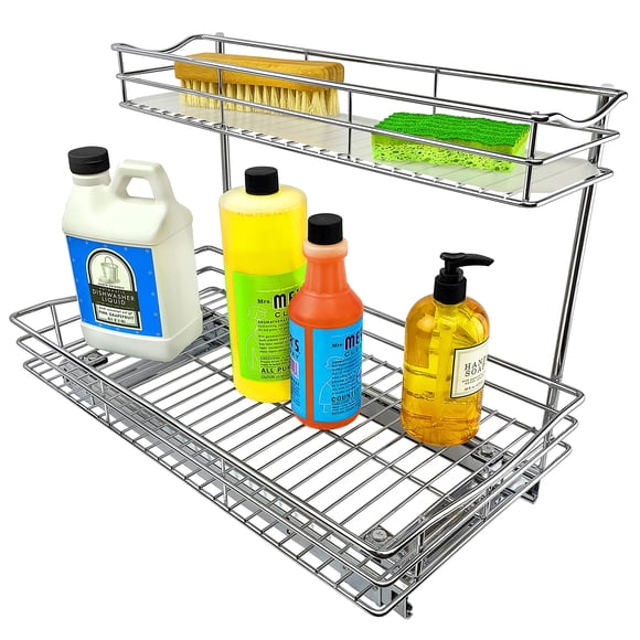 LYNK PROFESSIONAL® Pull Out Under Sink Kitchen Cabinet Organizer - 11.5 in. x 18 inch deep Drawer - Sliding Shelf Organizer for Cabinets and Unde
