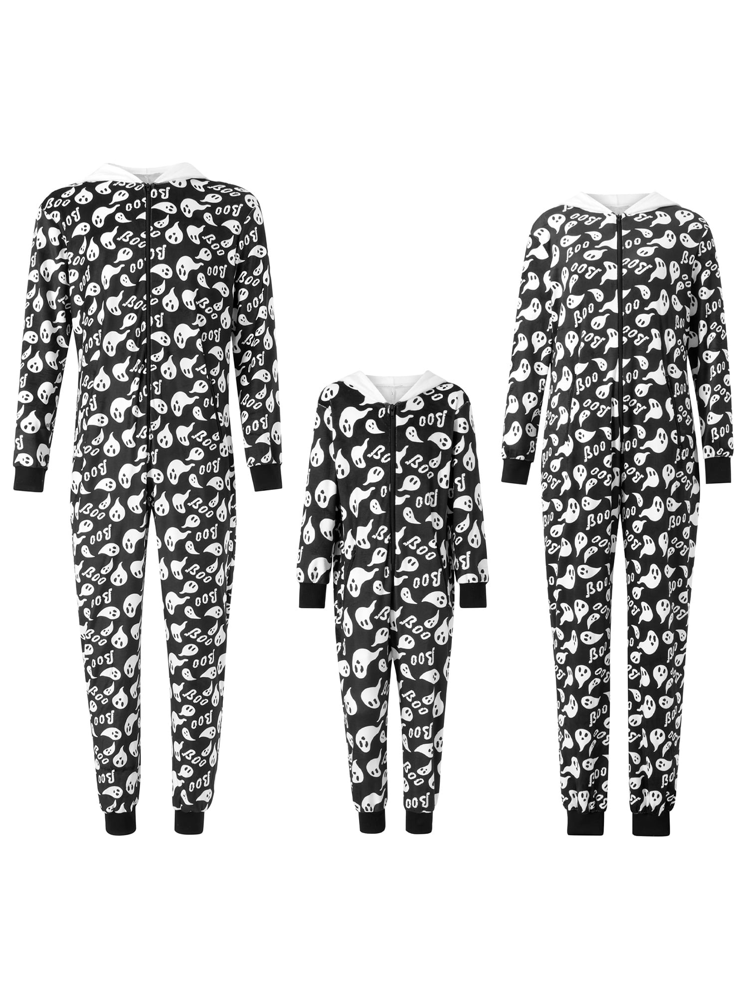 Family Halloween Pjs Matching Sets Ghost Print Pajamas Sets Long Sleeve ...