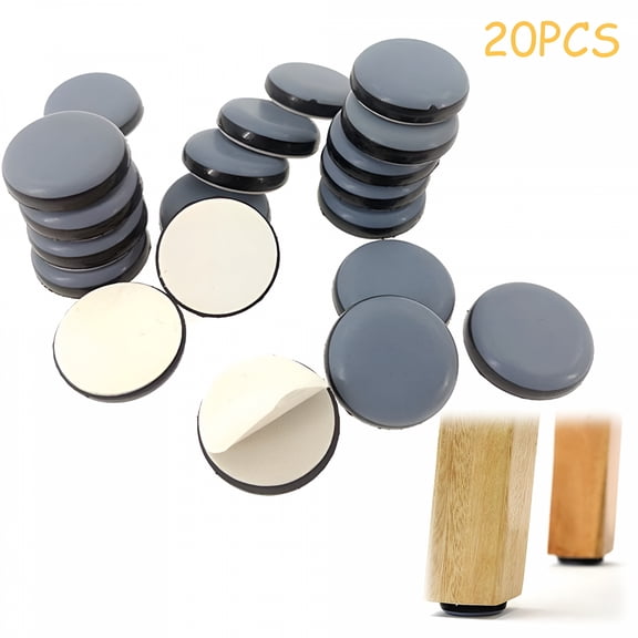 XIBUFE 2026 New 20 Pack Stick Furniture Sliders,1 Inch Adhesive Furniture Glides Chair Leg Slides for Carpet Tile Hardwood Easy&Safely for Furniture Moving,Floor Protection,Smooth Sliding