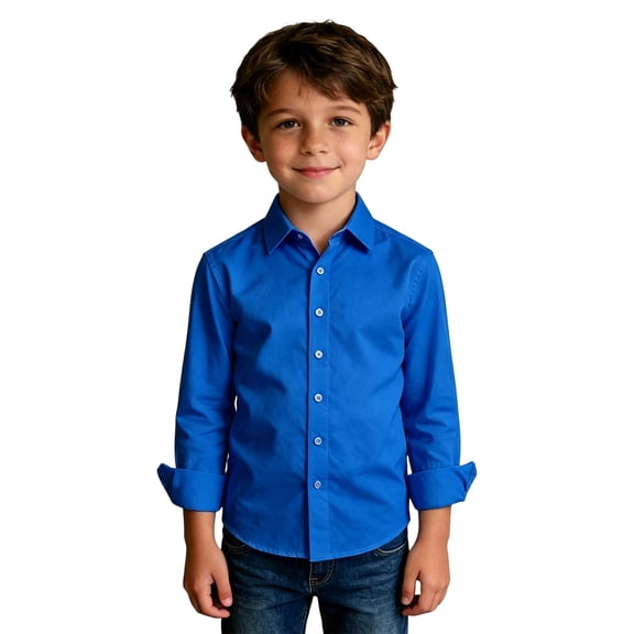 SJLDQY Boys Dress Shirt Long Sleeve Button Down Shirts for Boys Stretchy School Uniform Casual Tops Size 4-16Y