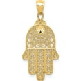 thumbnail image 1 of 14K Yellow Gold Diamond-Cut Filigree Chamseh Pendant (36 X 16) Made In United States c3743, 1 of 6