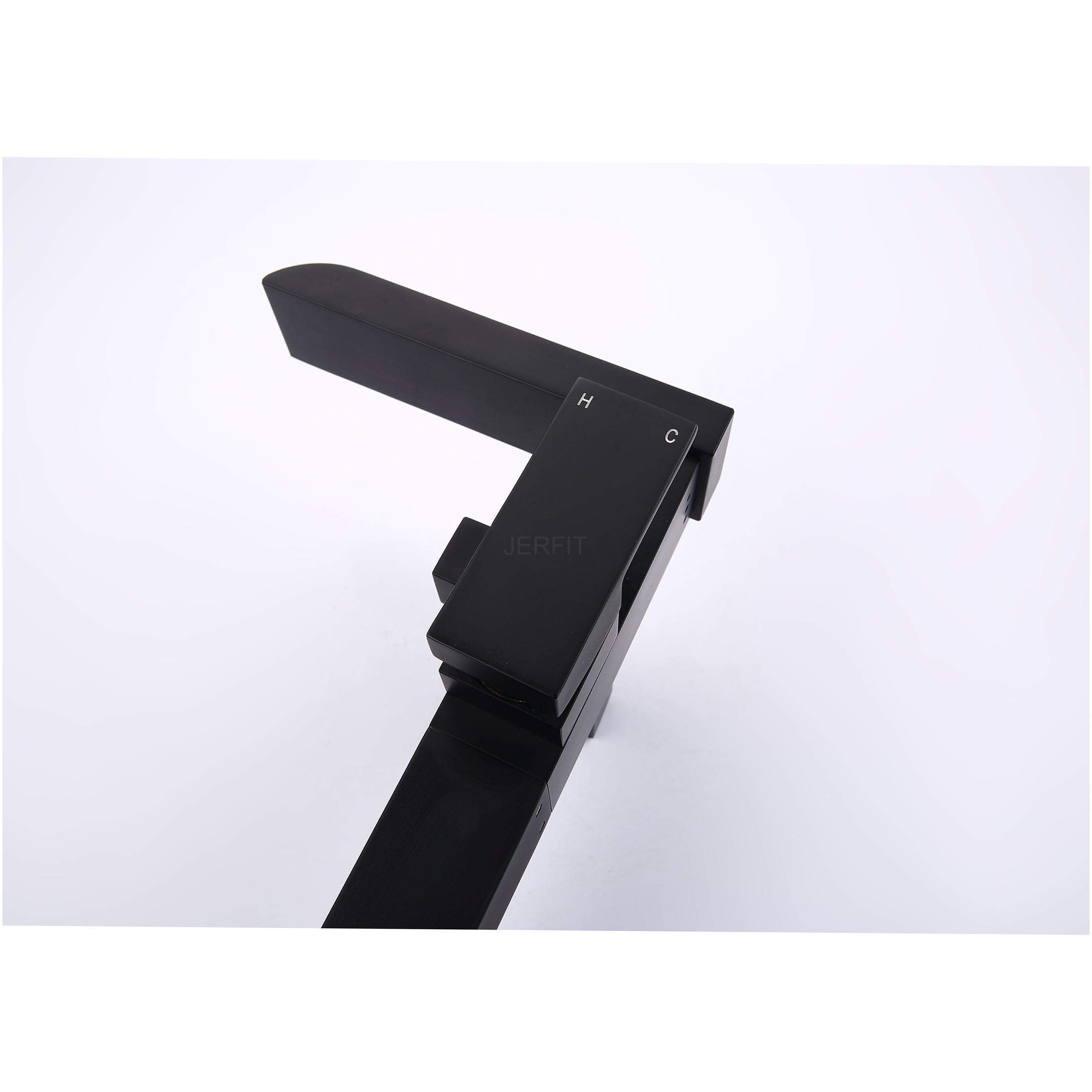 JERFIT Matte Black Freestanding Tub Filler with Hand Shower, Single Handle Floor Mount Waterfall Bathtub Faucet