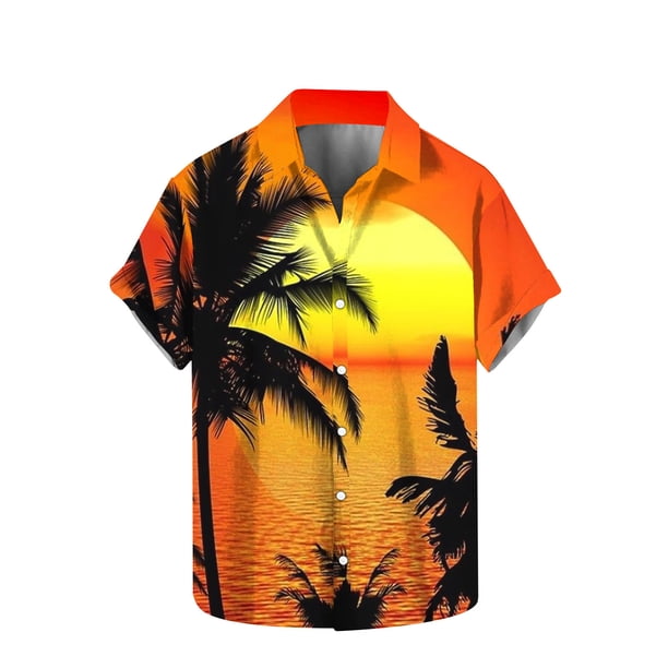 Camisas de Manga Corta para Hombre Impresas Turndown Collar Superior, Estirable Casual de Manga Corta Blusa