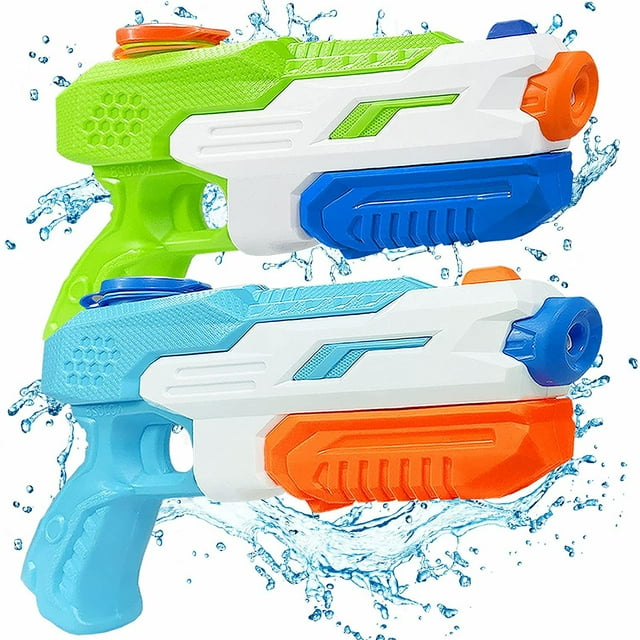 Pack de 2 pistolas de agua de juguete para piscinas de verano con alcance de 11 m, potente pistola de agua de largo alcance para piscinas al aire libre, jardines y playas, para niños y adultos.